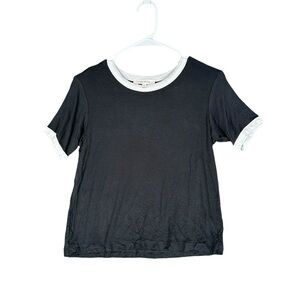 Line Blue NWOT Women’s S Small Black SS T Shirt White Trim Crew Casual Comfy